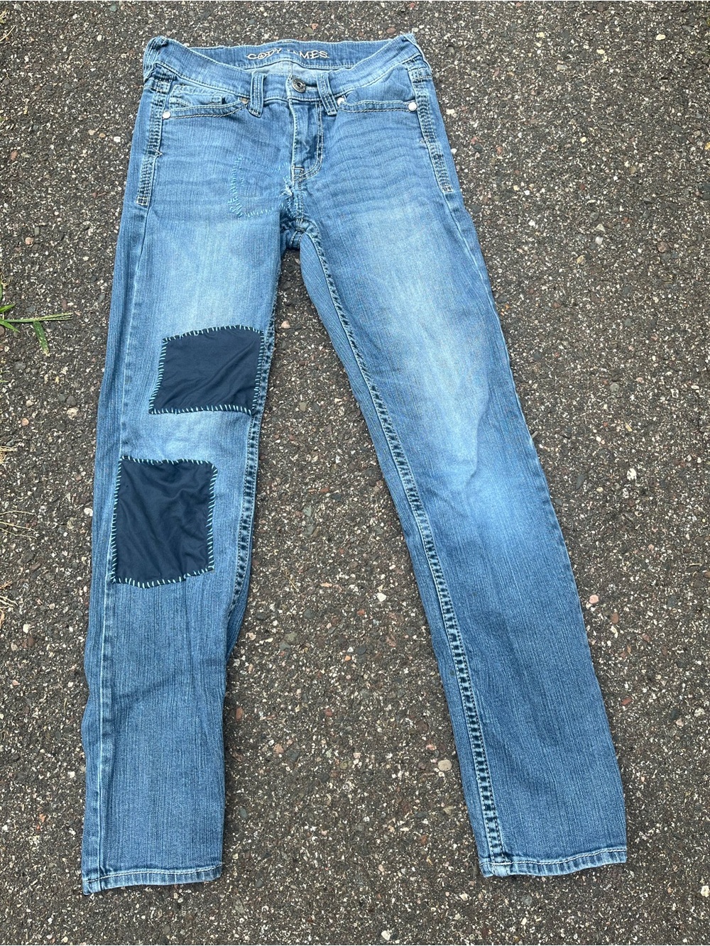Cody James OOAK Reworked Sashiko Patch Jeans Western Straight Mid Wash